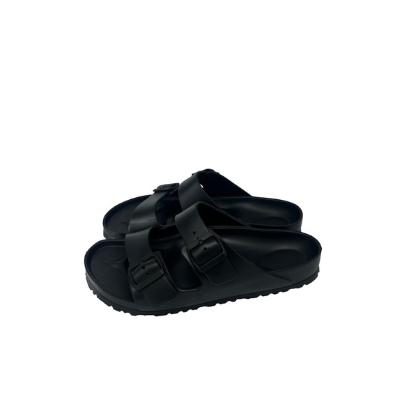 Birkenstock Rubber Black Sandals Adjustable Buckle Slides Comfort Size 43 - Picture 4 of 6